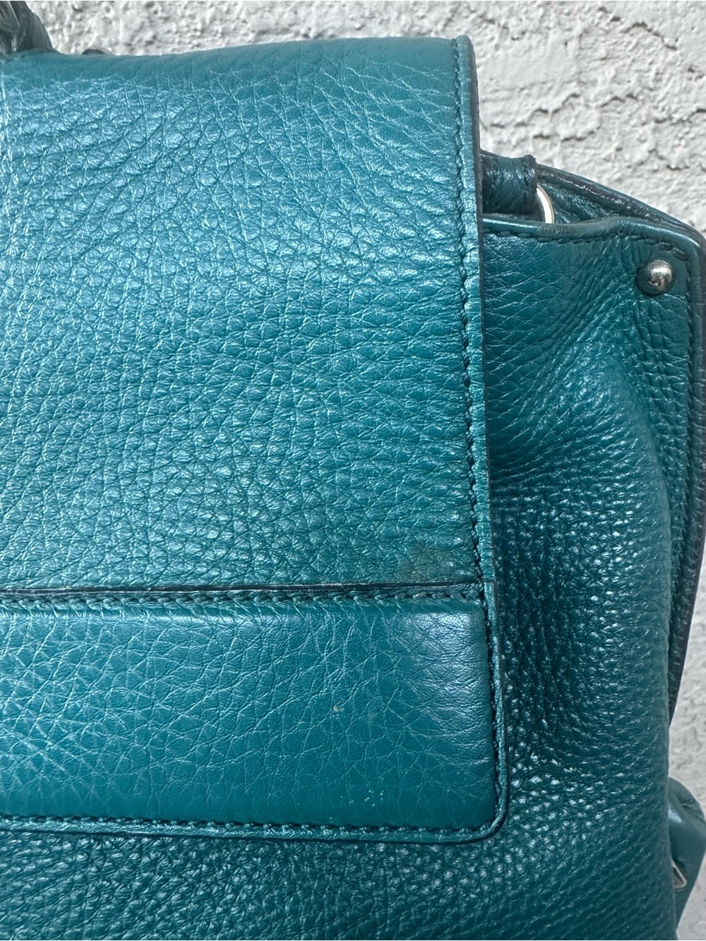 SALVATORE FERRAGAMO Teal Green Leather Top-Handle Satchel/Crossbody bag - Picture 14 of 14